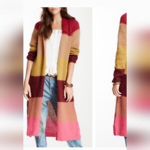 Free Peoplr Over The Rainbow mohair blend colorblock duster cardigan, XS